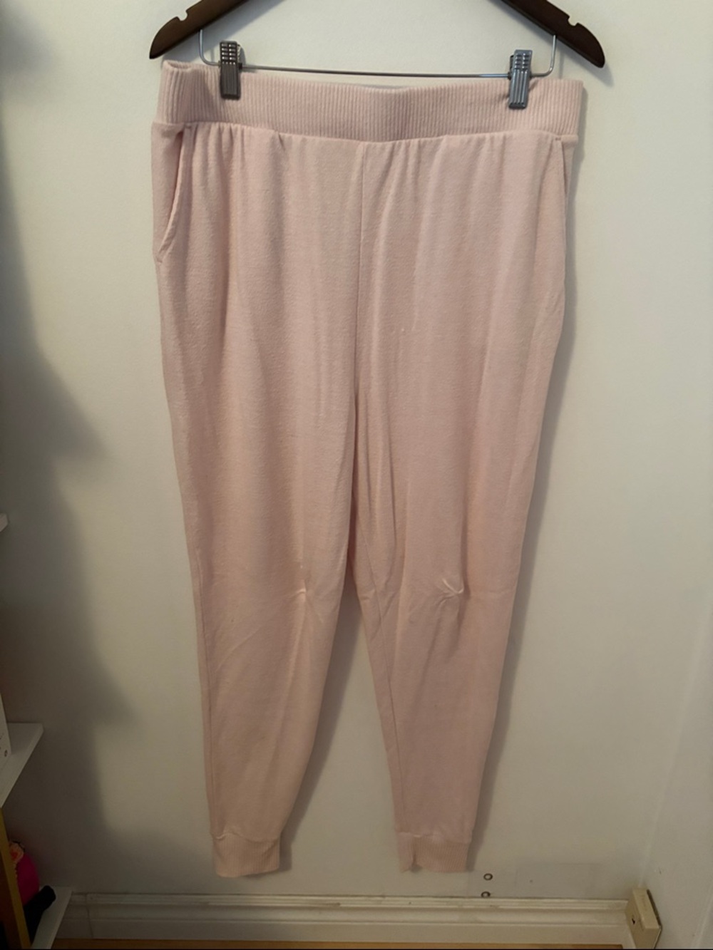 Cozy Ribbed Maternity Jogger Pants in Light Pink